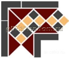 Top Cer Octagon New Corner LISBON with 1 strip (Tr.20, Dots 14+21, Strips 14) Угол керамический 21,5х21,5 см