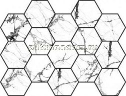 Pamesa Ceramica CR Lux Malla Hex Iceberg White Белая Полированная Мозаика 22,5х32,5 см