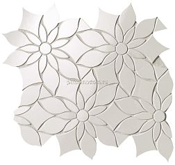 Fap Ceramiche Roma Gold Onice Neve Daisy Slash Белая Полированная Мозаика 29х31,9см