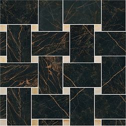 Versace Marble 240533 Nero-oro Intreccio  Мозаика на сетке 29,1х29,1 см